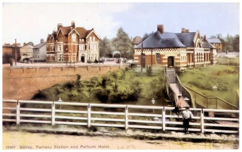 HOT-032 - Sidley Station and Pelham Hotel, Bexhill - c1909