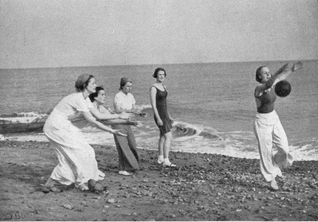 Augusta Victoria girls pictured on Bexhill beach circa 1935.