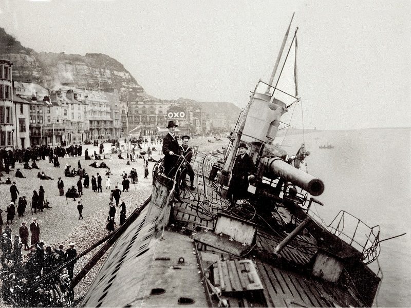 German submarine beached at Hastings in 1919