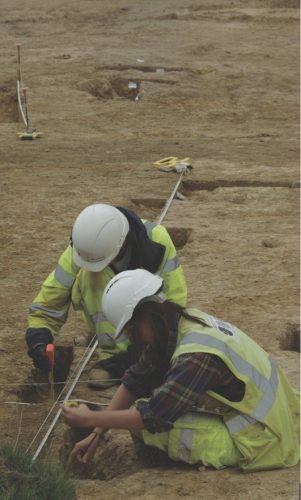 Archaeologists at work during the construction of the Hastings-Bexhill link Road