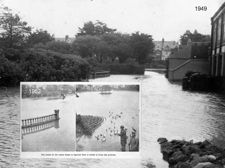 Egerton Park lake flooding in 1949 and 1952 - Bexhill Observer