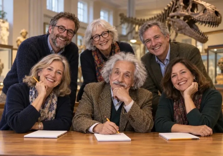 AI generated spoof image of a Bexhill Museum quiz team.