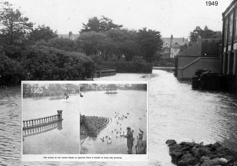 Egerton Park lake flooding in 1949 and 1952 - Bexhill Observer